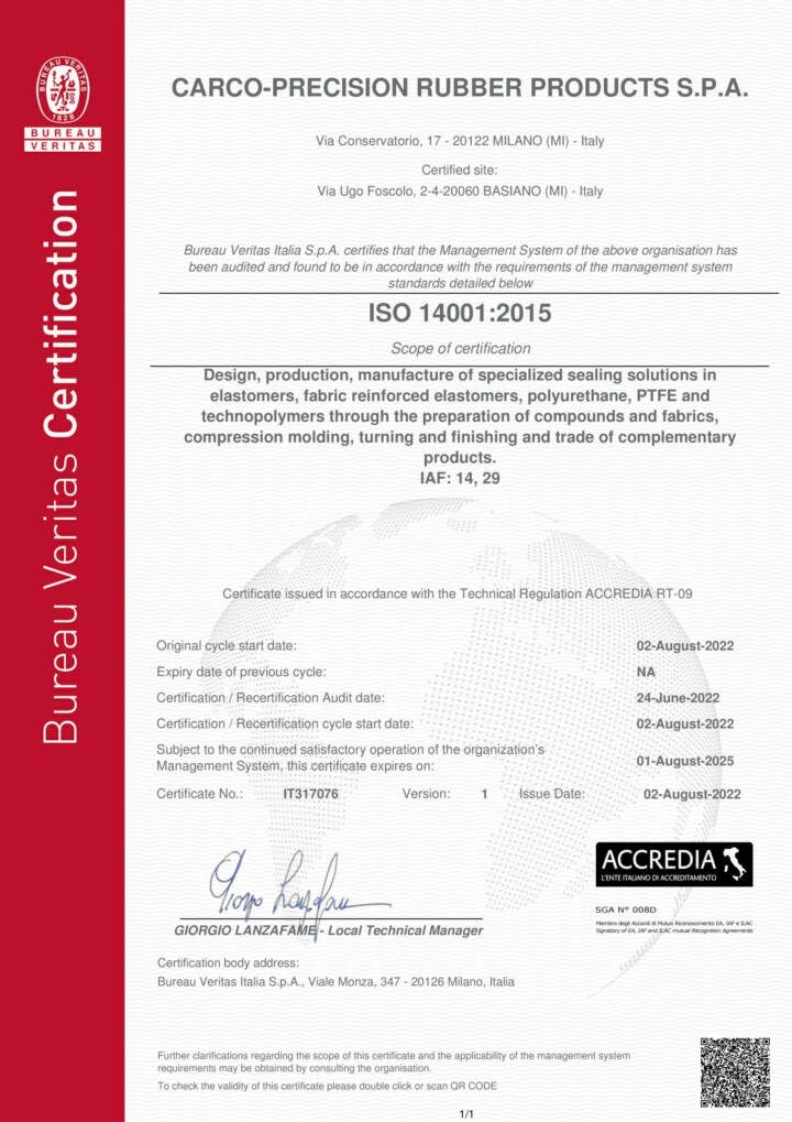 CARCO-PRP已获得ISO 14001认证